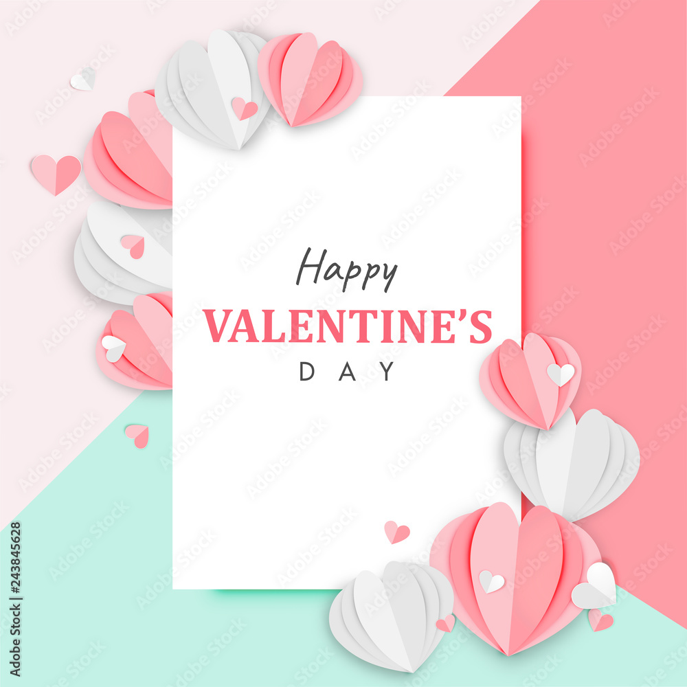 Paper Art of Happy Valentine's Day Background Origami Heart Shape Design Vector Paper Art of Happy Valentine's Day Background Origami Heart Shape Design Vector