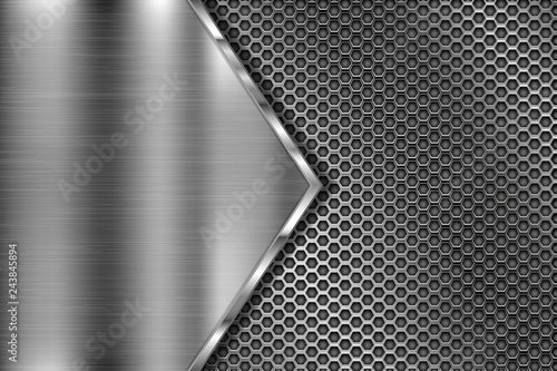 Metal perforated 3d texture with brushed iron triangle photo