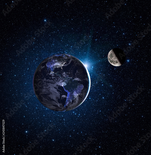 Fototapeta Naklejka Na Ścianę i Meble -  Planet Earth. Earth in the endless stellar space. Elements of this image furnished by NASA
