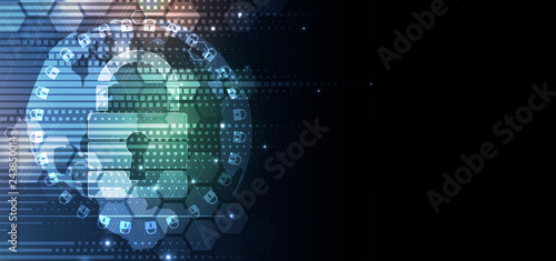 Cybersecurity and information or network protection. Future technology web services for business and internet project