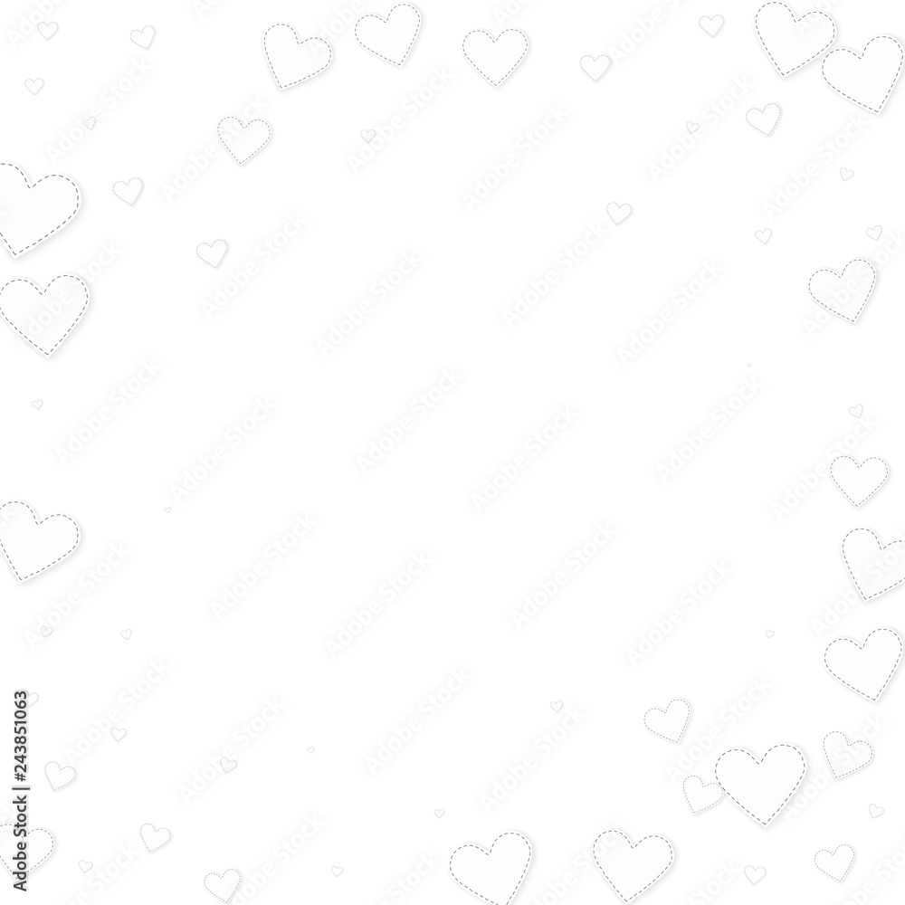 White heart love confettis. Valentine's day vignet