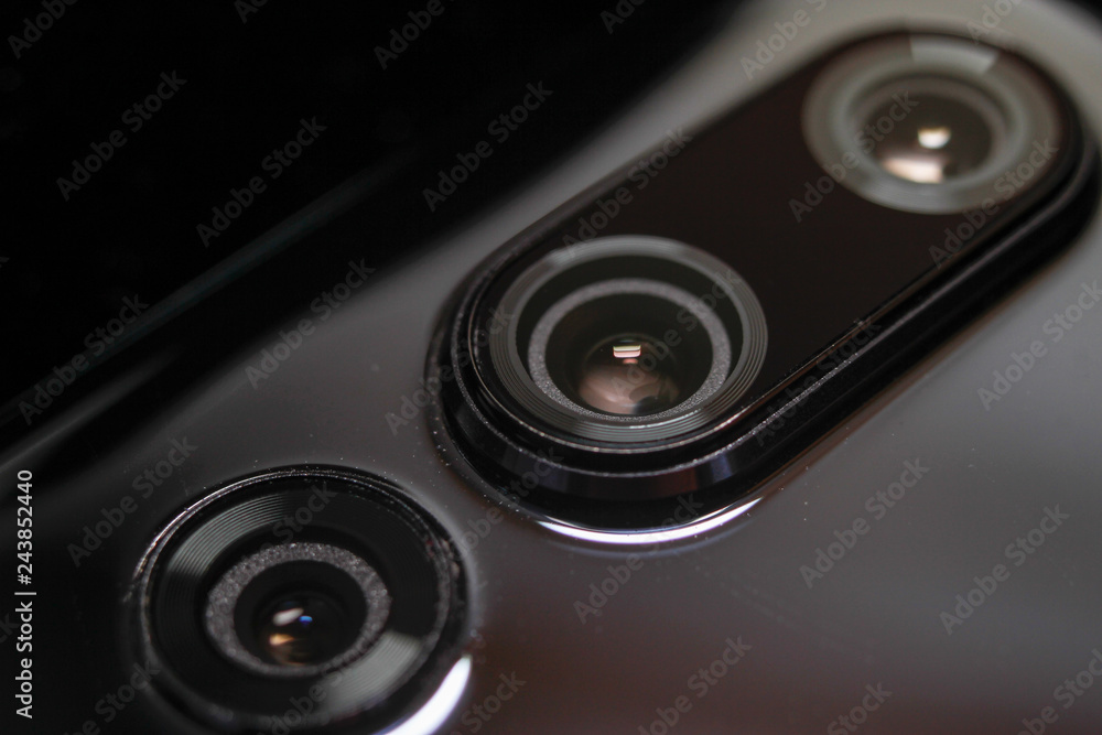 Back cameras for smartphone or cell phone. Close up macro photography.