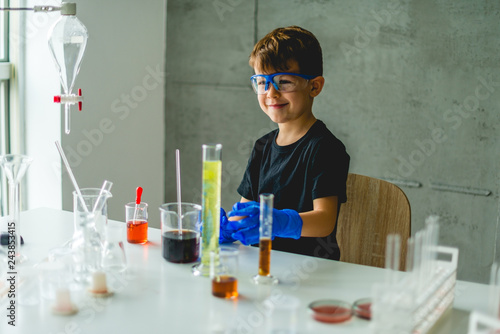 Preschool student in laboratory