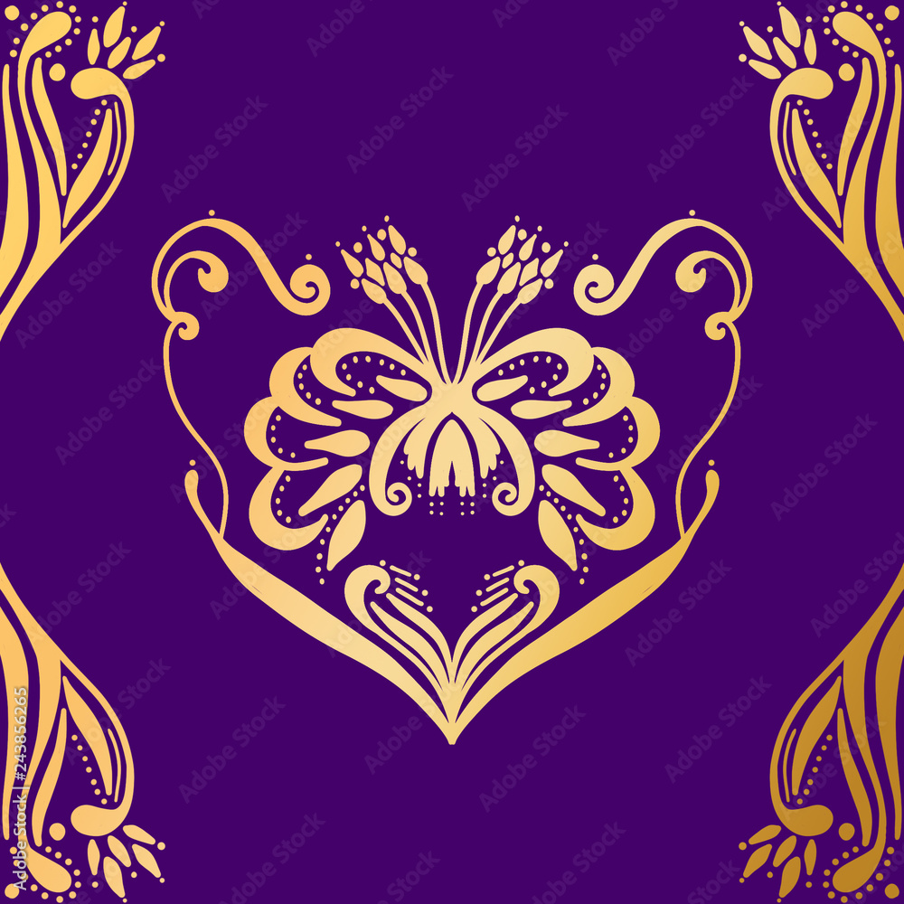 damask pattern gold purple
