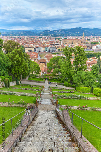 Beautiful panoramic view from the Bardini garden on Florence