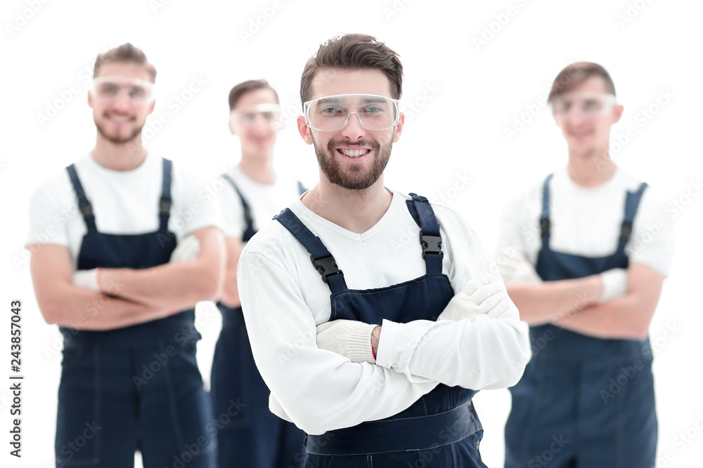 boss and team of professional industrial workers boss and team of professional industrial workers