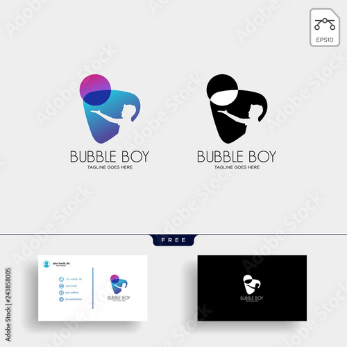 children playing bubble or balloon logo template with business card