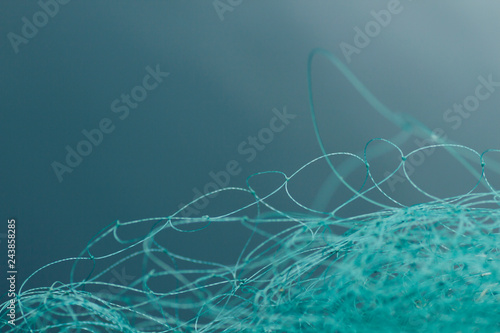 Close up of blue fishing net