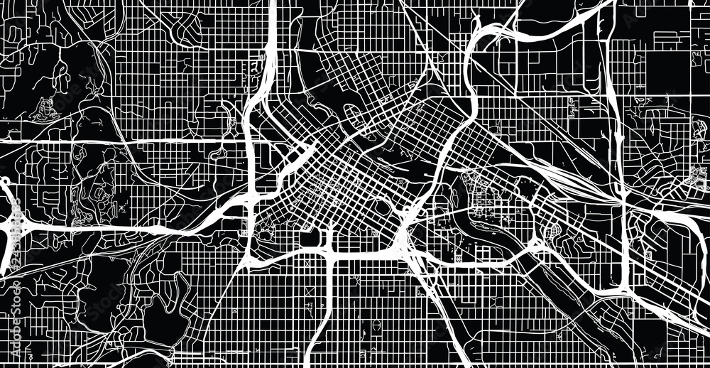 Urban vector city map of Minneapolis, Minnesota, United States of America - obrazy, fototapety, plakaty 