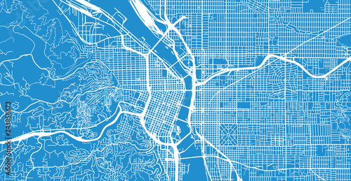 Urban vector city map of Portland, Oregon, United States of America