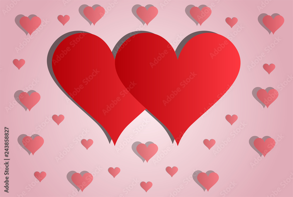 Red hearts background with free blank space for your text. Valentines Day EPS vector background
