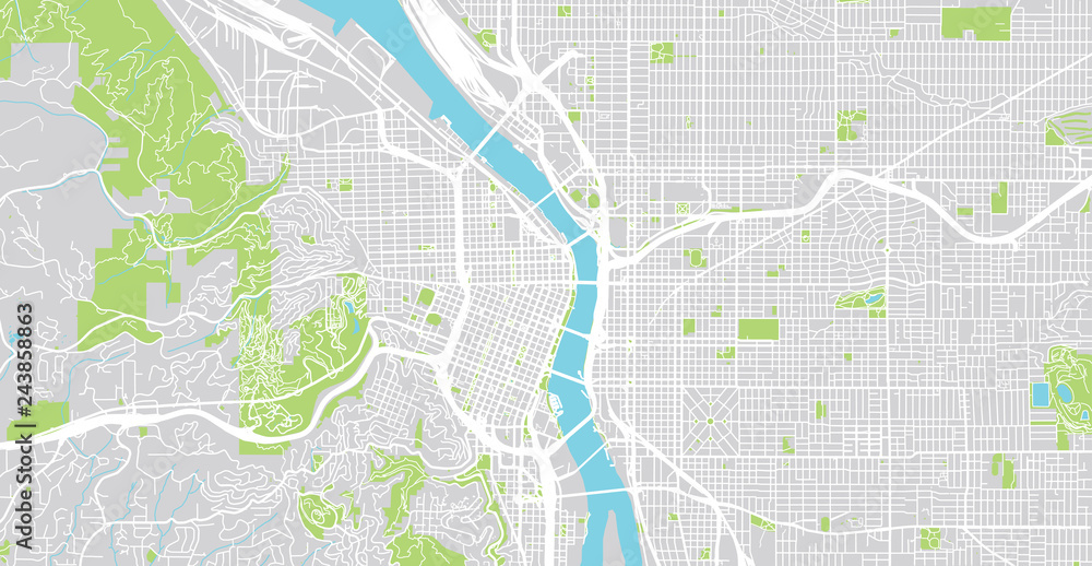 Urban vector city map of Portland, Oregon, United States of America Stock Vector Adobe Stock