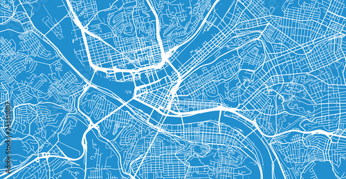 Urban vector city map of Pittsburgh, Pennsylvania, United States of America