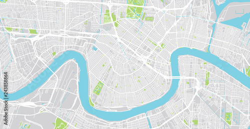 Urban vector city map of New Orleans, Louisiana, United States of America
