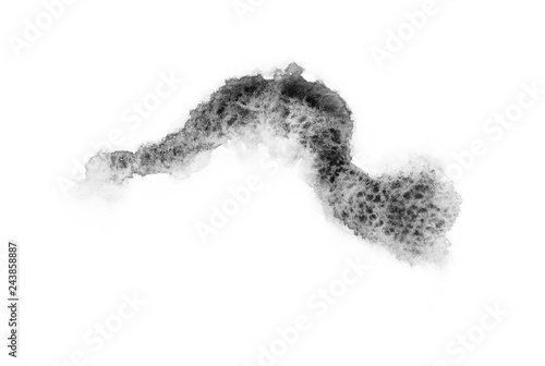 Fototapeta Naklejka Na Ścianę i Meble -  black watercolor splash isolated on white background, for text, banner, card, invitation, design for tag and label, logo, brand. color like gray, grey 