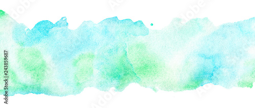 Hand painted watercolor blue Abstract Background for banner. Brush stroked painting.
