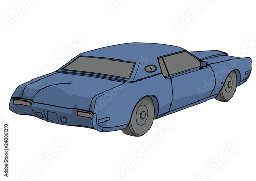 retro car blue vector