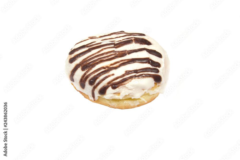 Bun with white cream on isolated white background. Bun with white cream on isolated white background.