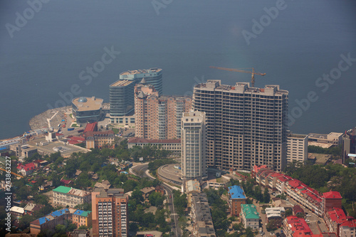 Panoramic view of Vladivostok from above. Vladivostok - the capital of Primorsky Krai, the eastern Russian Far-West 