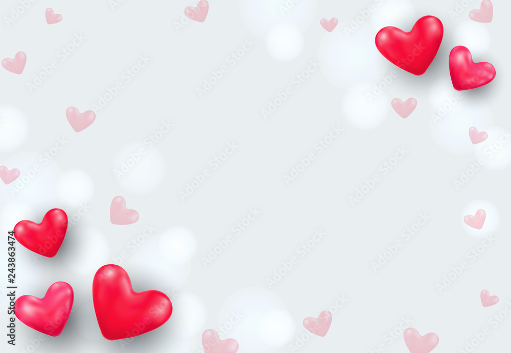 Valentine's day background with red hearts
