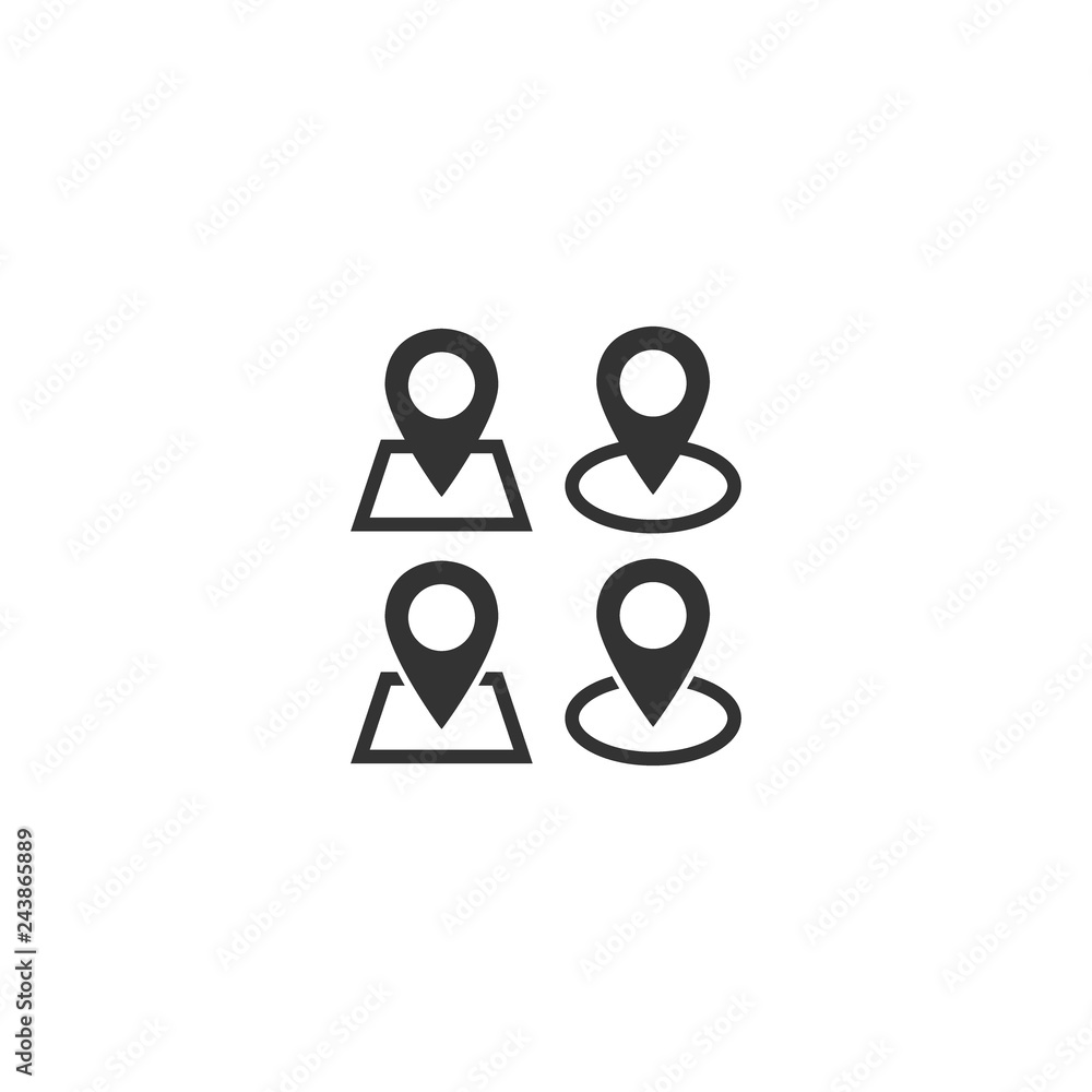 Obraz premium Location pin pointer with square and circle icons. Black isolated location pin web vector icon set.