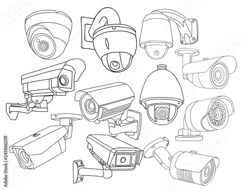  set of cctv cameras, sketch