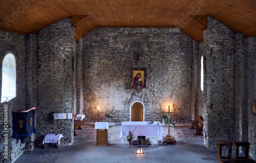 Fototapeta Naklejka Na Ścianę i Meble -  LOPIENKA, POLAND - NOVEMBER 03, 2018: Interior of orthodox church of St. Martyrs of Paraskevia in Lopienie - a Greek Catholic church, erected in the village of Lopienka