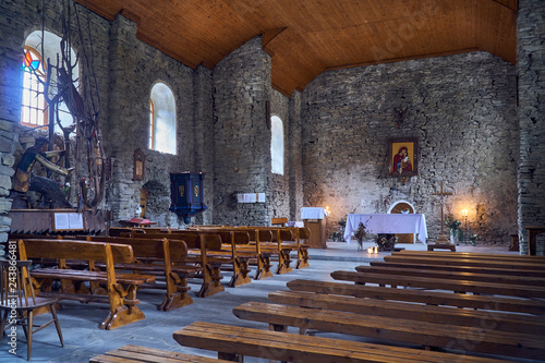 Fototapeta Naklejka Na Ścianę i Meble -  LOPIENKA, POLAND - NOVEMBER 03, 2018: Interior of orthodox church of St. Martyrs of Paraskevia in Lopienie - a Greek Catholic church, erected in the village of Lopienka