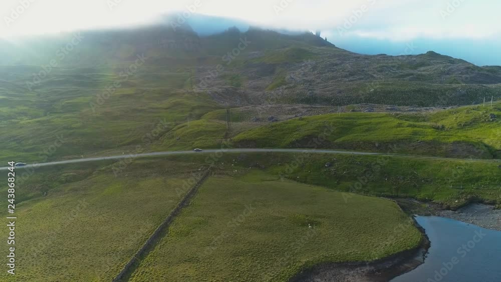 Aerial View Of Mount Old Man. Highway. Scotland. Aerial View Of Mount Old Man. Highway. Scotland.