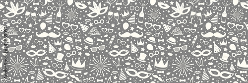 Carnaval Party seamless texture with colorful decorations. Vector
