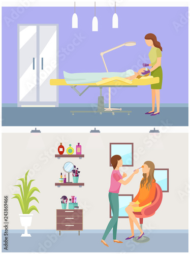 Visage Makeup and Cosmetician Procedure Vector