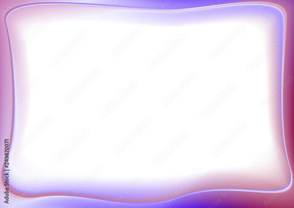 Wavy frame with white text place. Bright purple, violet art line border