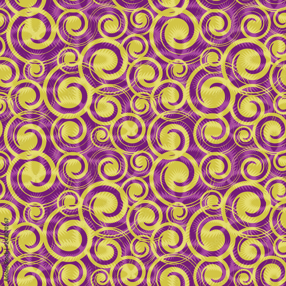 Seamless Pattern with Concentric Circles. Vector Background. Modern layout. Scale motif with noisy details. 