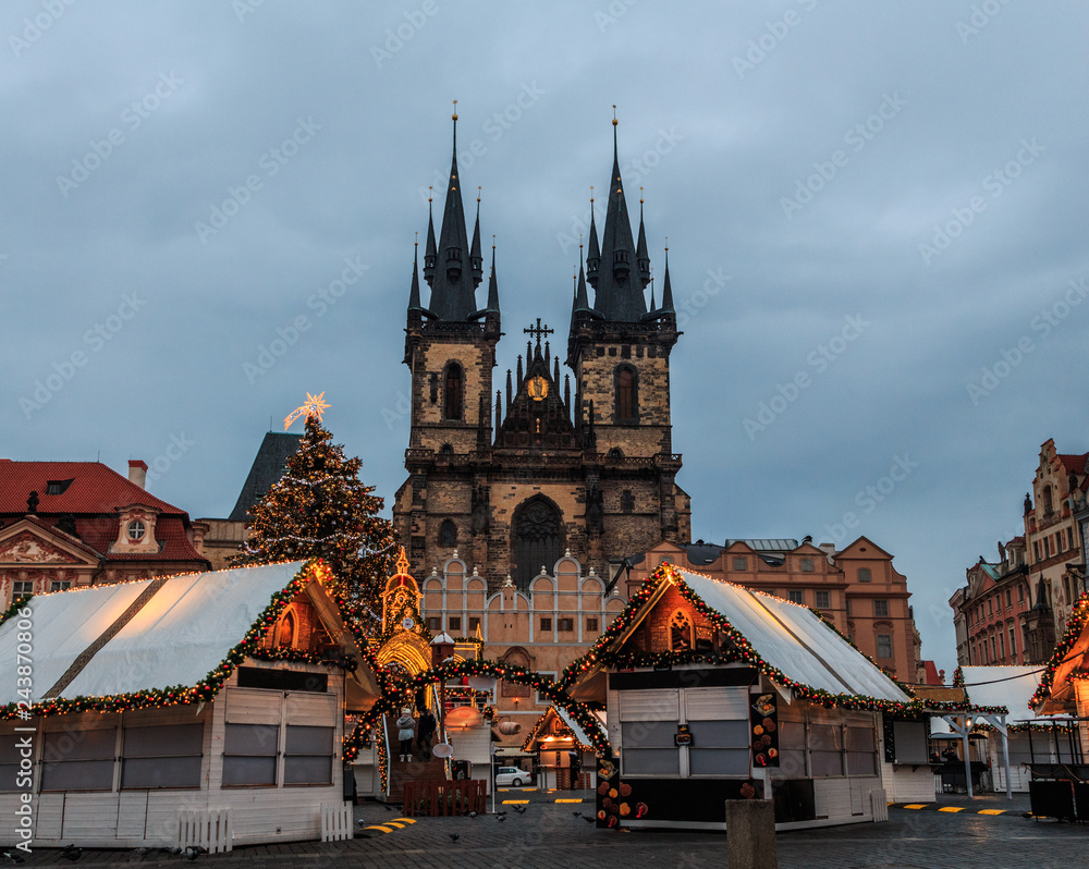 Christmas fair in the central square of Prague