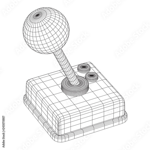 Retro video game controller gamepad joystick. Wireframe low poly mesh vector illustration