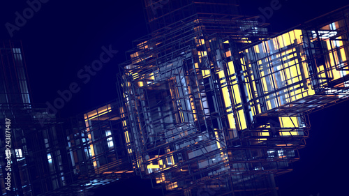 Photography 3d render futuristic virtual technology background with lines glass and grids