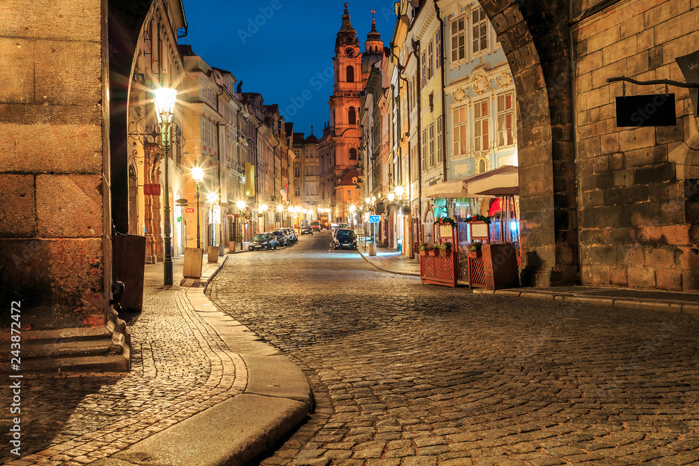 morning view of the ancient streets of the city of Prague