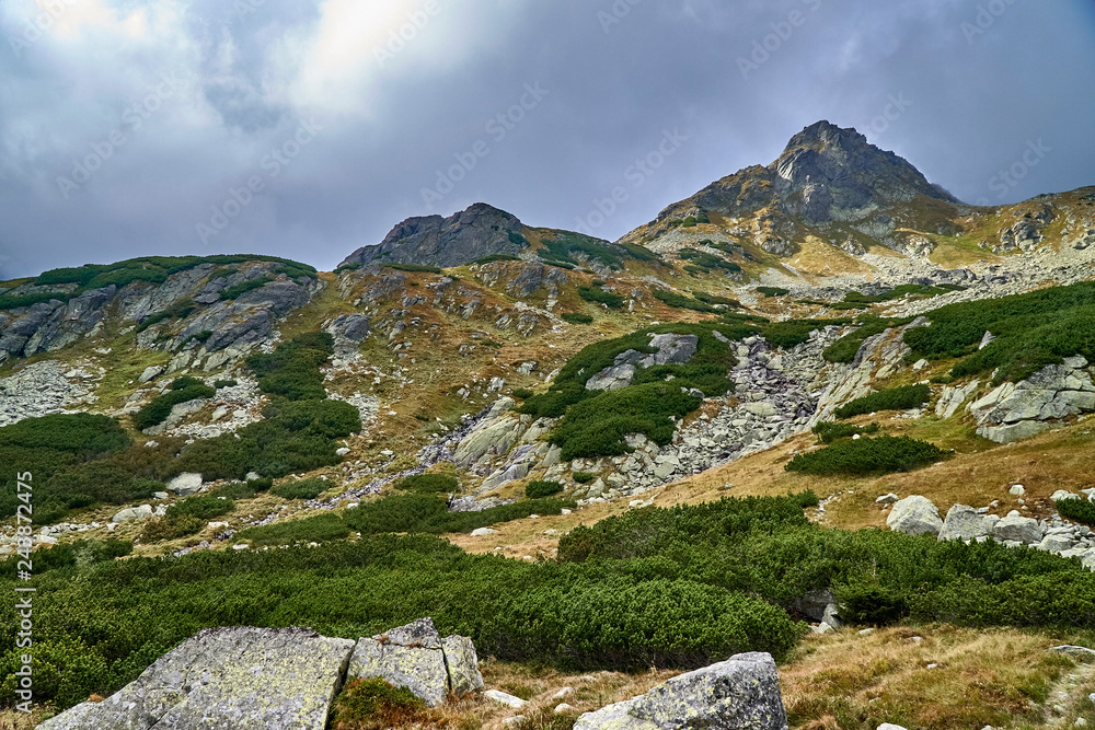 Beautiful panoramic view of the High Tatras mountains in the early autumn, Slovakia. Beautiful panoramic view of the High Tatras mountains in the early autumn, Slovakia.