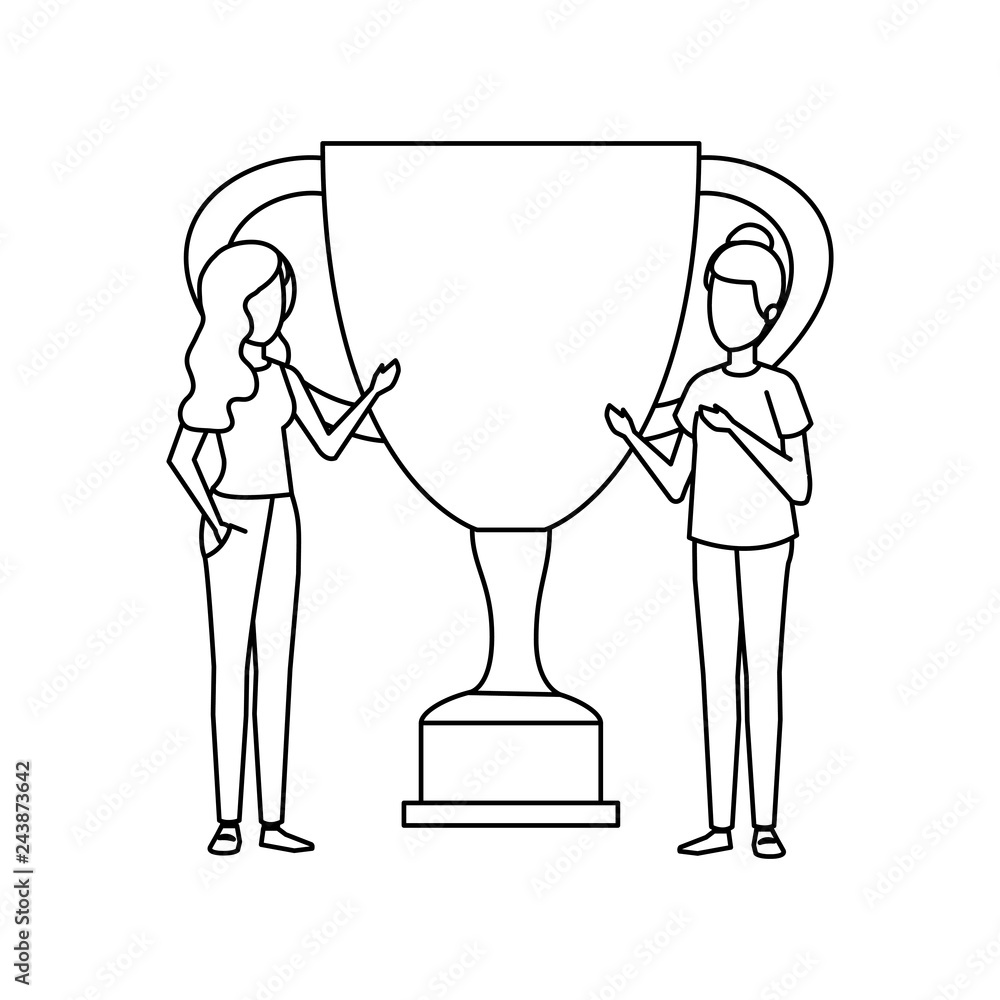 trophy cup award with business girls trophy cup award with business girls