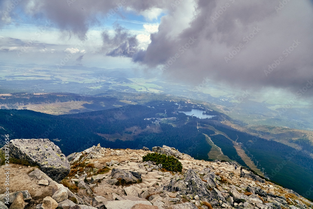 Beautiful panoramic view of Strbske Pleso (Hungarian: Csorbato or Csorba-to, German: Tschirmer See, Polish: Szczyrbskie Jezioro) - is a favorite ski, tourist, and health resort in the High Tatras, Slo Beautiful panoramic view of Strbske Pleso (Hungarian: Csorbato or Csorba-to, German: Tschirmer See, Polish: Szczyrbskie Jezioro) - is a favorite ski, tourist, and health resort in the High Tatras, Slo