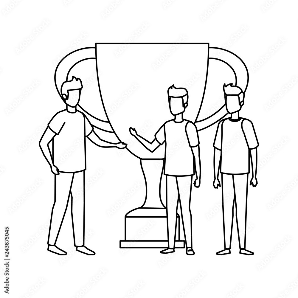 trophy cup award with businessmen trophy cup award with businessmen