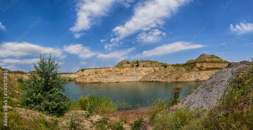 Panorama of an abandoned quarry near Mospino near Donetsk