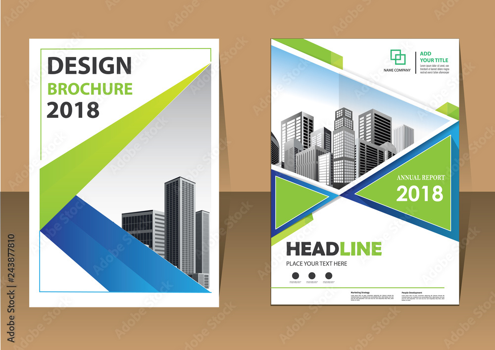 Brochure design, cover modern layout, annual report, poster, flyer in A4 with colorful triangles, geometric shapes for tech, science, market with light background