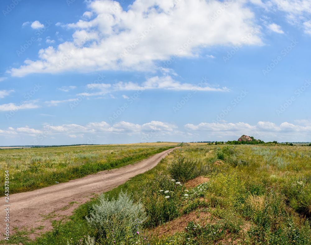Field road to the steppe beyond Donetsk
