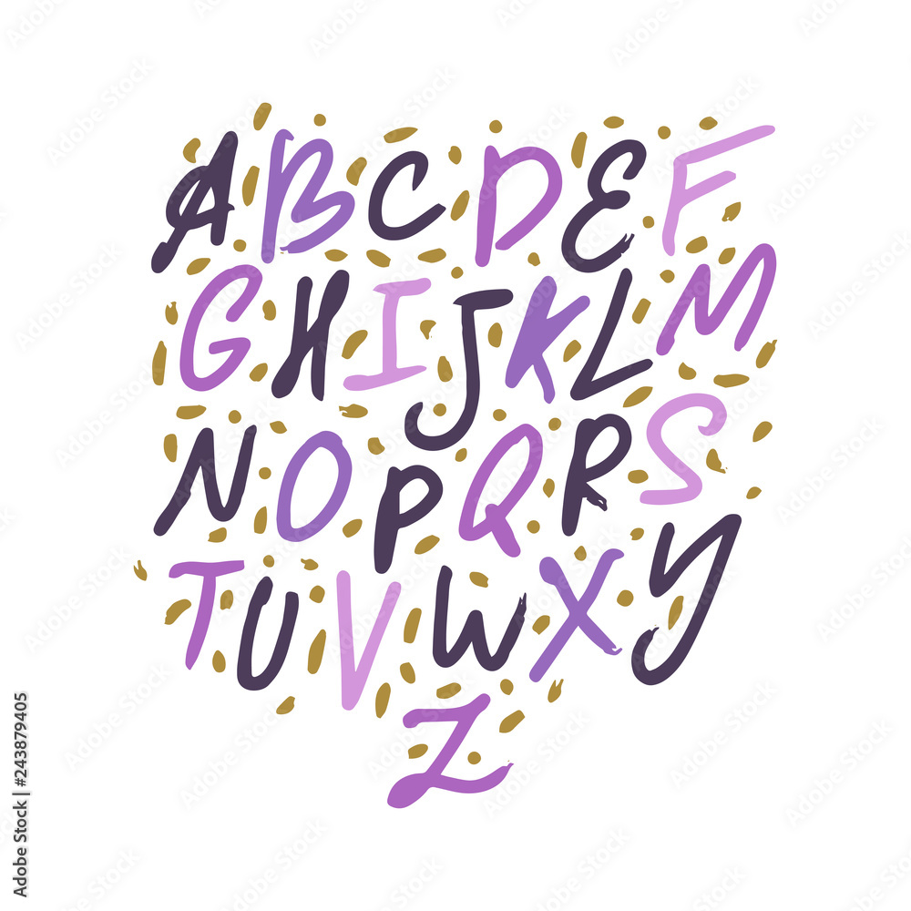 English vector nursery alphabet. Lettering, isolated letters English vector nursery alphabet. Lettering, isolated letters