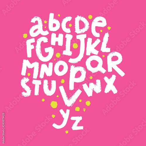 English vector nursery alphabet. Lettering, isolated letters