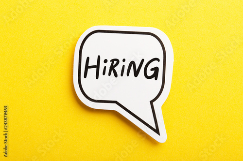 Hiring Speech Bubble Isolated On Yellow Background