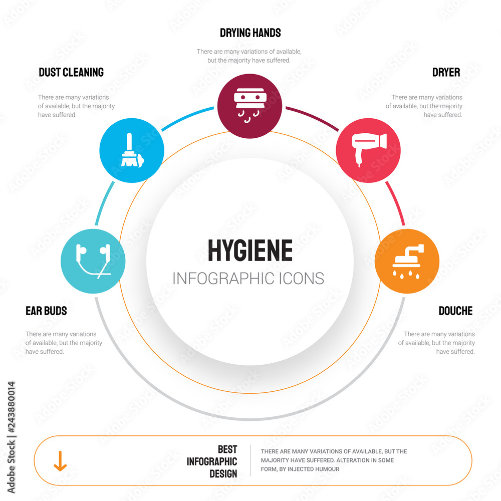 Abstract infographics of hygiene template. ear buds, dust cleaning