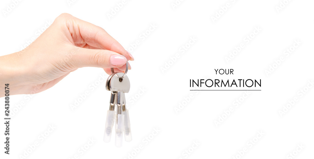 Keys in hand pattern on white background isolation Keys in hand pattern on white background isolation