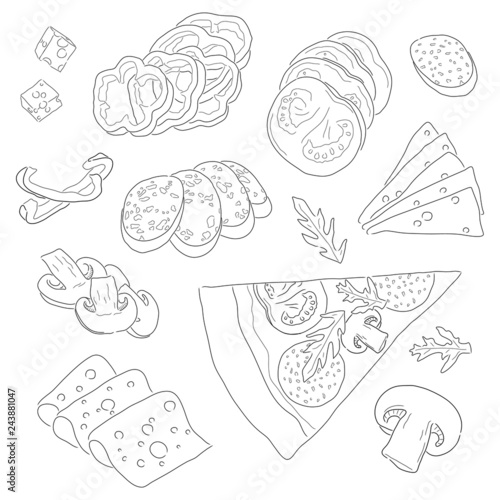 set of products for pizza